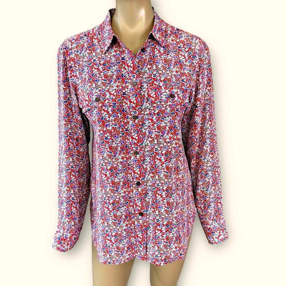 J. Crew Tops - J. Crew Classic Fit 100% Silk Floral Long Sleeves Button Up Shirt Women Size 6